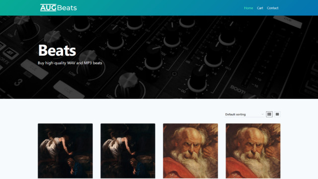 A screenshot of AUG Beats store home page